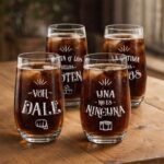 Set 4 Vasos altos 490cc/ Frases Piscoleras